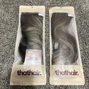 That Hair Halo Extensions 12" Dark Sand Blonde Color Straight And Wavy